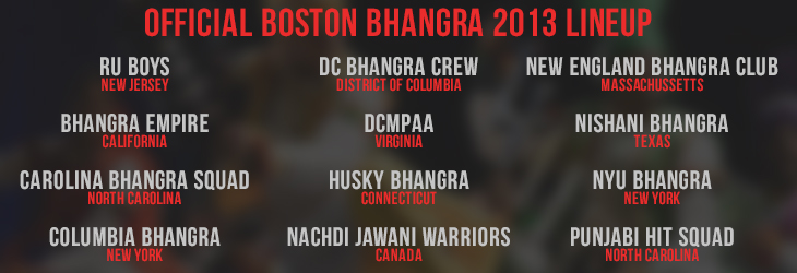 Boston Bhangra Competition 2013 Teams!